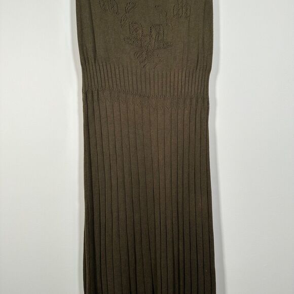 Peruvian Connection Sweater Dress Women's Small Rib Knit Green Maxi Sleeveless - Picture 3 of 10
